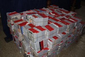A pile of notebooks for distribution
