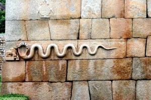 Chitradurga fort entrance, a serpent on wall